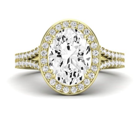 Tea Rose Diamond Matching Band Only (does Not Include Engagement Ring) For Ring With Oval Center yellowgold
