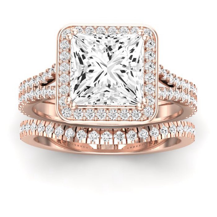 Tea Rose Diamond Matching Band Only (does Not Include Engagement Ring) For Ring With Princess Center rosegold