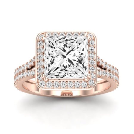 Tea Rose Diamond Matching Band Only (does Not Include Engagement Ring) For Ring With Princess Center rosegold