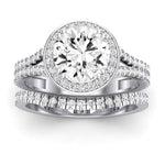 Tea Rose Diamond Matching Band Only (does Not Include Engagement Ring) For Ring With Round Center whitegold