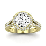 Tea Rose Diamond Matching Band Only (does Not Include Engagement Ring) For Ring With Round Center yellowgold