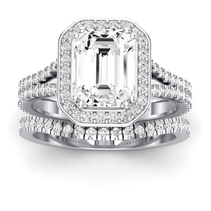 2.00 ct - Tea Rose - Emerald Moissanite Bridal Set