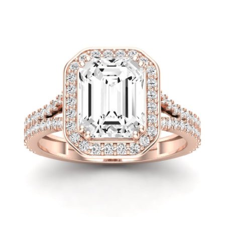 Tea Rose Emerald Moissanite Bridal Set rosegold