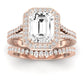 Tea Rose Emerald Moissanite Bridal Set rosegold