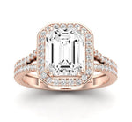 Tea Rose Emerald Moissanite Engagement Ring rosegold
