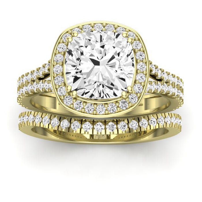 Tea Rose Cushion Diamond Bridal Set (Lab Grown Igi Cert) yellowgold