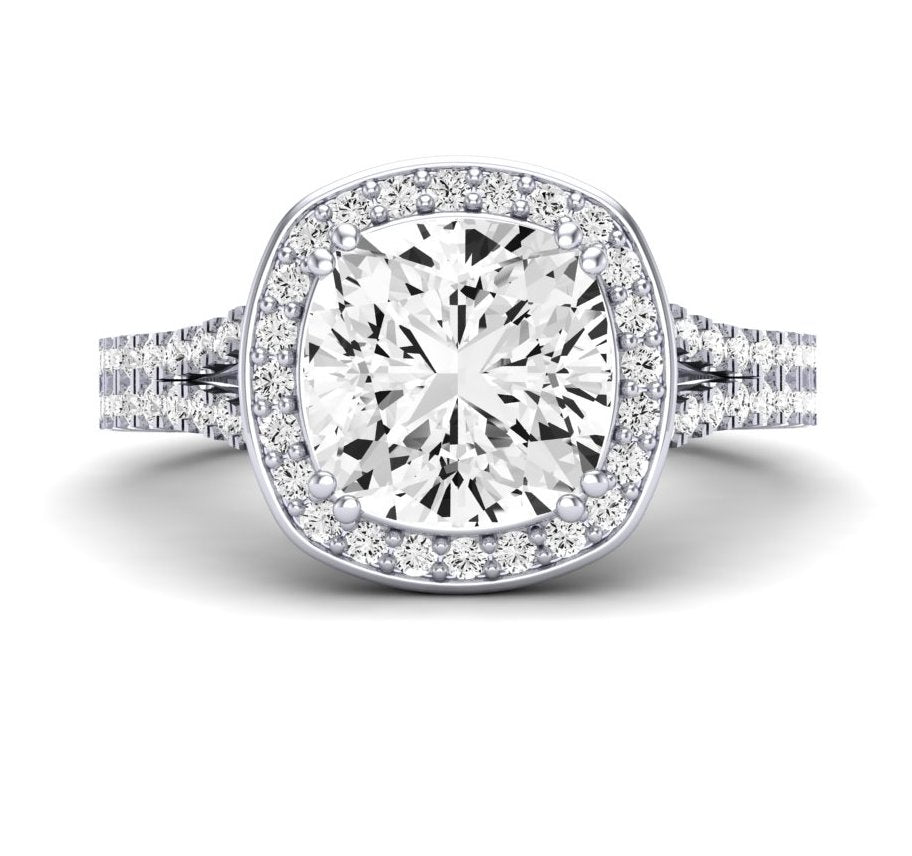 Tea Rose Cushion Diamond Engagement Ring (Lab Grown Igi Cert) whitegold