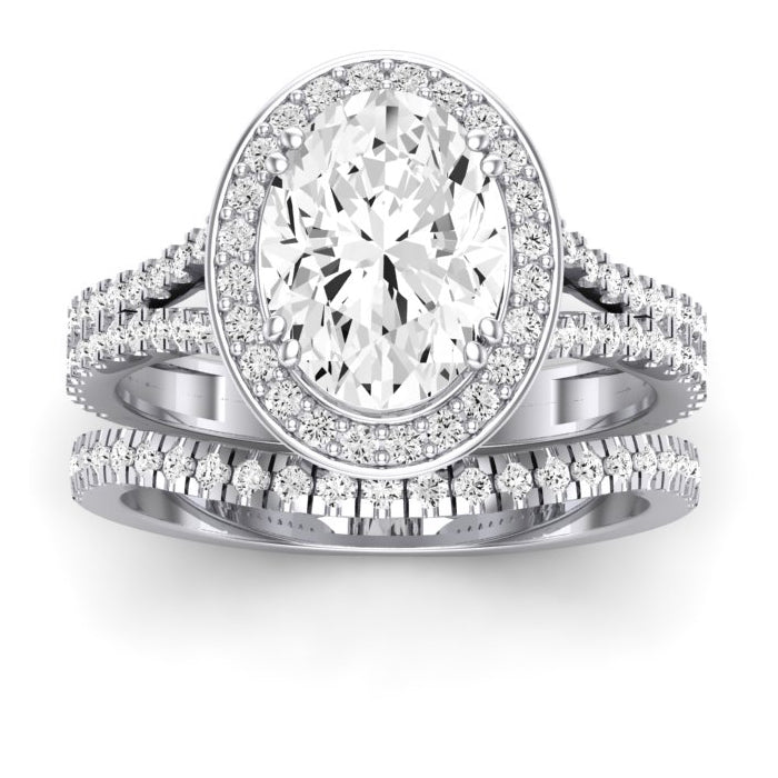 2.00 ct - Tea Rose - GIA Natural Oval Diamond Bridal Set