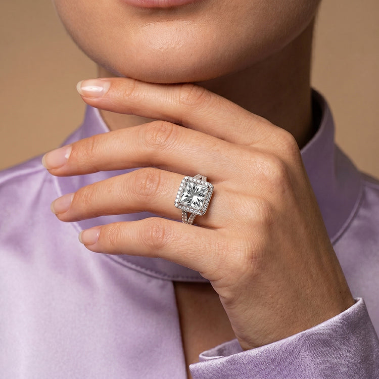 Tea Rose - GIA Natural Princess Diamond Engagement Ring