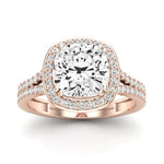 Tea Rose Moissanite Matching Band Only (does Not Include Engagement Ring) For Ring With Cushion Center rosegold