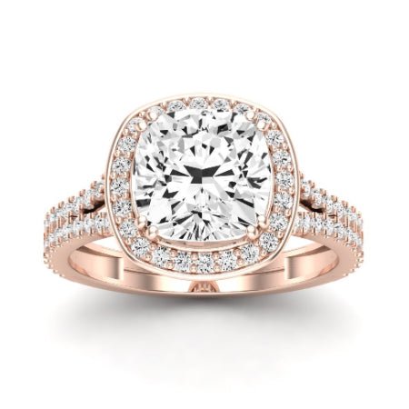 Tea Rose Moissanite Matching Band Only (does Not Include Engagement Ring) For Ring With Cushion Center rosegold