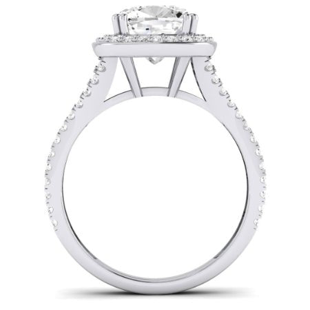 Tea Rose Moissanite Matching Band Only (does Not Include Engagement Ring) For Ring With Cushion Center whitegold