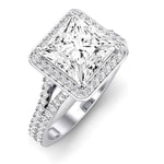 Tea Rose Moissanite Matching Band Only (does Not Include Engagement Ring) For Ring With Princess Center whitegold