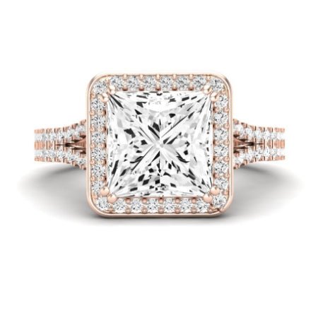 Tea Rose Moissanite Matching Band Only (does Not Include Engagement Ring) For Ring With Princess Center rosegold