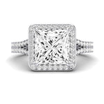 Tea Rose Moissanite Matching Band Only (does Not Include Engagement Ring) For Ring With Princess Center whitegold