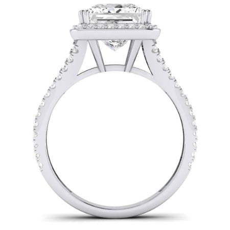 Tea Rose Moissanite Matching Band Only (does Not Include Engagement Ring) For Ring With Princess Center whitegold