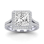 Tea Rose Moissanite Matching Band Only (does Not Include Engagement Ring) For Ring With Princess Center whitegold