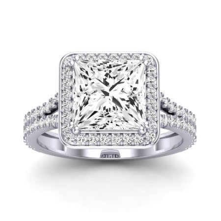 Tea Rose Moissanite Matching Band Only (does Not Include Engagement Ring) For Ring With Princess Center whitegold