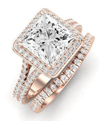 Tea Rose Moissanite Matching Band Only (does Not Include Engagement Ring) For Ring With Princess Center rosegold