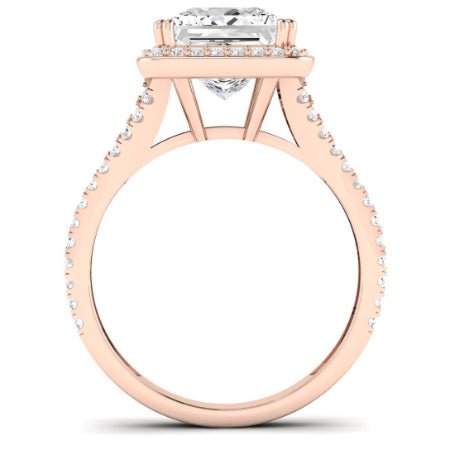 Tea Rose Moissanite Matching Band Only (does Not Include Engagement Ring) For Ring With Princess Center rosegold