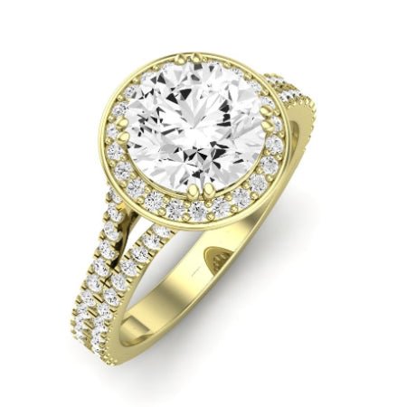 Tea Rose Moissanite Matching Band Only (does Not Include Engagement Ring) For Ring With Round Center yellowgold