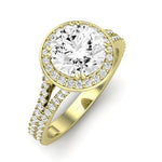 Tea Rose Moissanite Matching Band Only (does Not Include Engagement Ring) For Ring With Round Center yellowgold