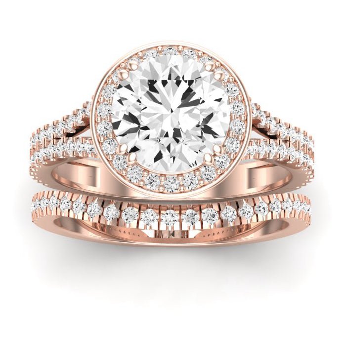 Tea Rose Moissanite Matching Band Only (does Not Include Engagement Ring) For Ring With Round Center rosegold