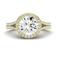 Tea Rose Moissanite Matching Band Only (does Not Include Engagement Ring) For Ring With Round Center yellowgold