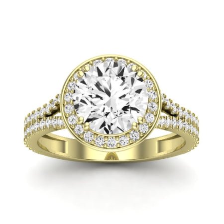 Tea Rose Moissanite Matching Band Only (does Not Include Engagement Ring) For Ring With Round Center yellowgold