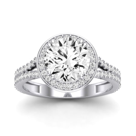 Tea Rose Moissanite Matching Band Only (does Not Include Engagement Ring) For Ring With Round Center whitegold