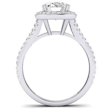 Tea Rose Moissanite Matching Band Only (does Not Include Engagement Ring) For Ring With Oval Center whitegold