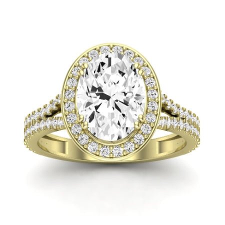 Tea Rose Moissanite Matching Band Only (does Not Include Engagement Ring) For Ring With Oval Center yellowgold