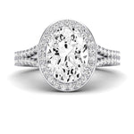 Tea Rose Moissanite Matching Band Only (does Not Include Engagement Ring) For Ring With Oval Center whitegold