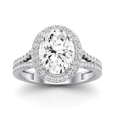 Tea Rose Moissanite Matching Band Only (does Not Include Engagement Ring) For Ring With Oval Center whitegold