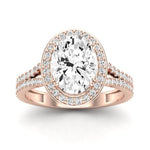 Tea Rose Moissanite Matching Band Only (does Not Include Engagement Ring) For Ring With Oval Center rosegold