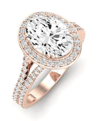 Tea Rose Oval Moissanite Engagement Ring rosegold