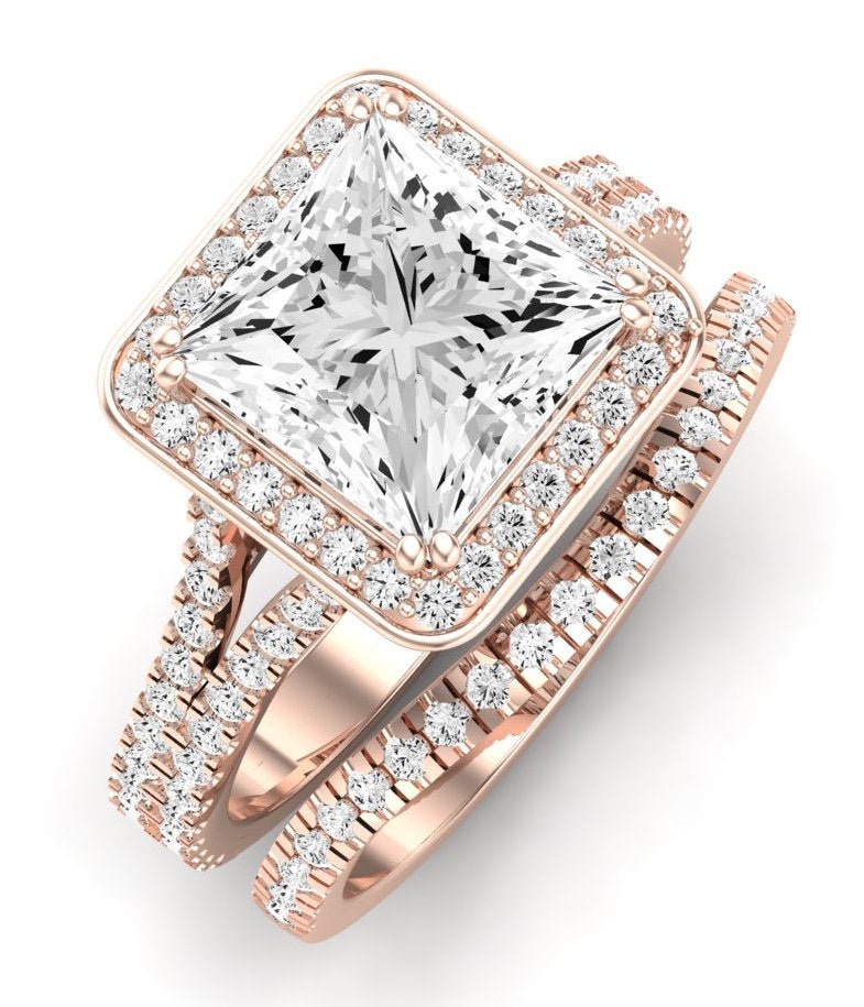 Tea Rose Princess Moissanite Bridal Set rosegold