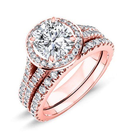 Tea Rose Round Diamond Bridal Set (Lab Grown Igi Cert) rosegold