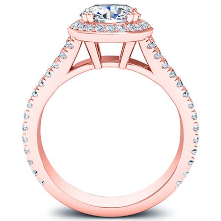 Tea Rose Round Moissanite Engagement Ring rosegold