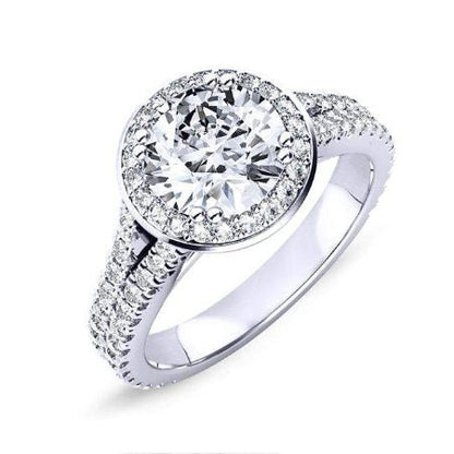 Tea Rose Round Moissanite Engagement Ring whitegold