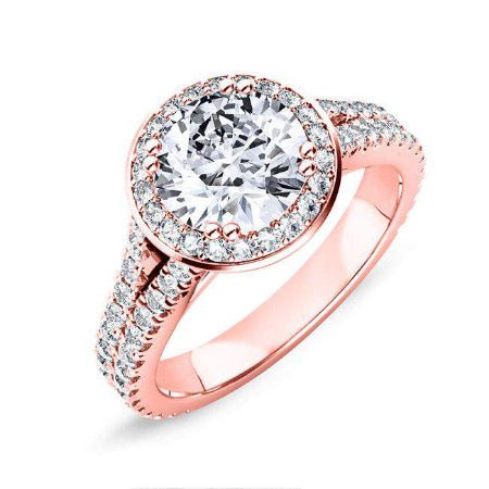 Tea Rose Round Moissanite Engagement Ring rosegold