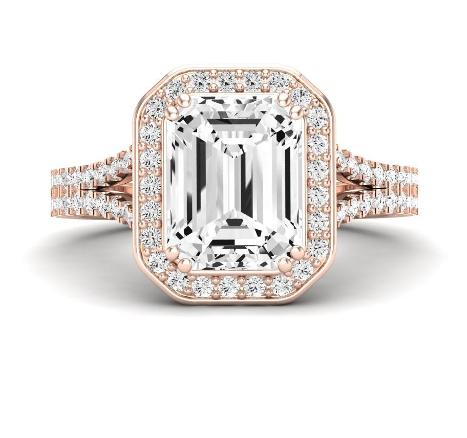 Tea Rose Emerald Diamond Engagement Ring (Lab Grown Igi Cert) rosegold