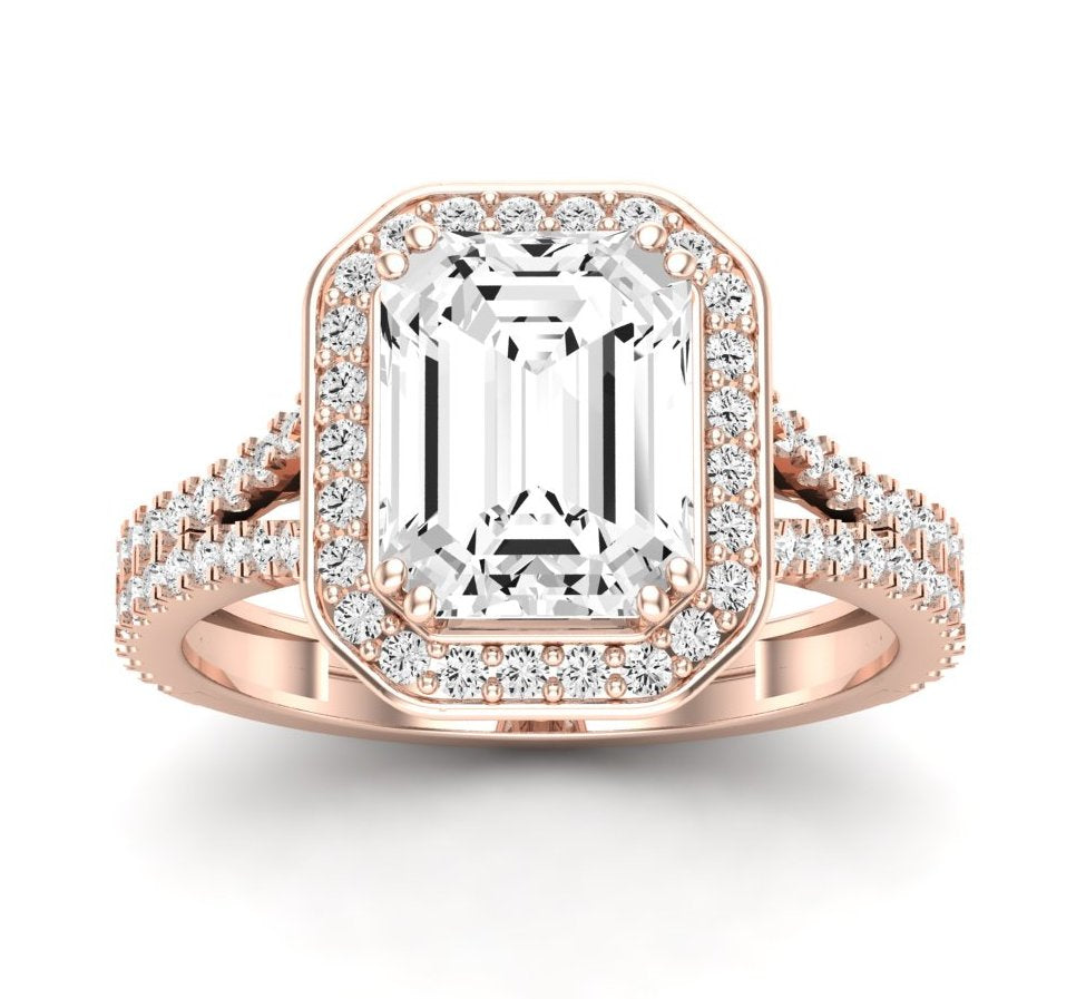 Tea Rose Emerald Diamond Engagement Ring (Lab Grown Igi Cert) rosegold
