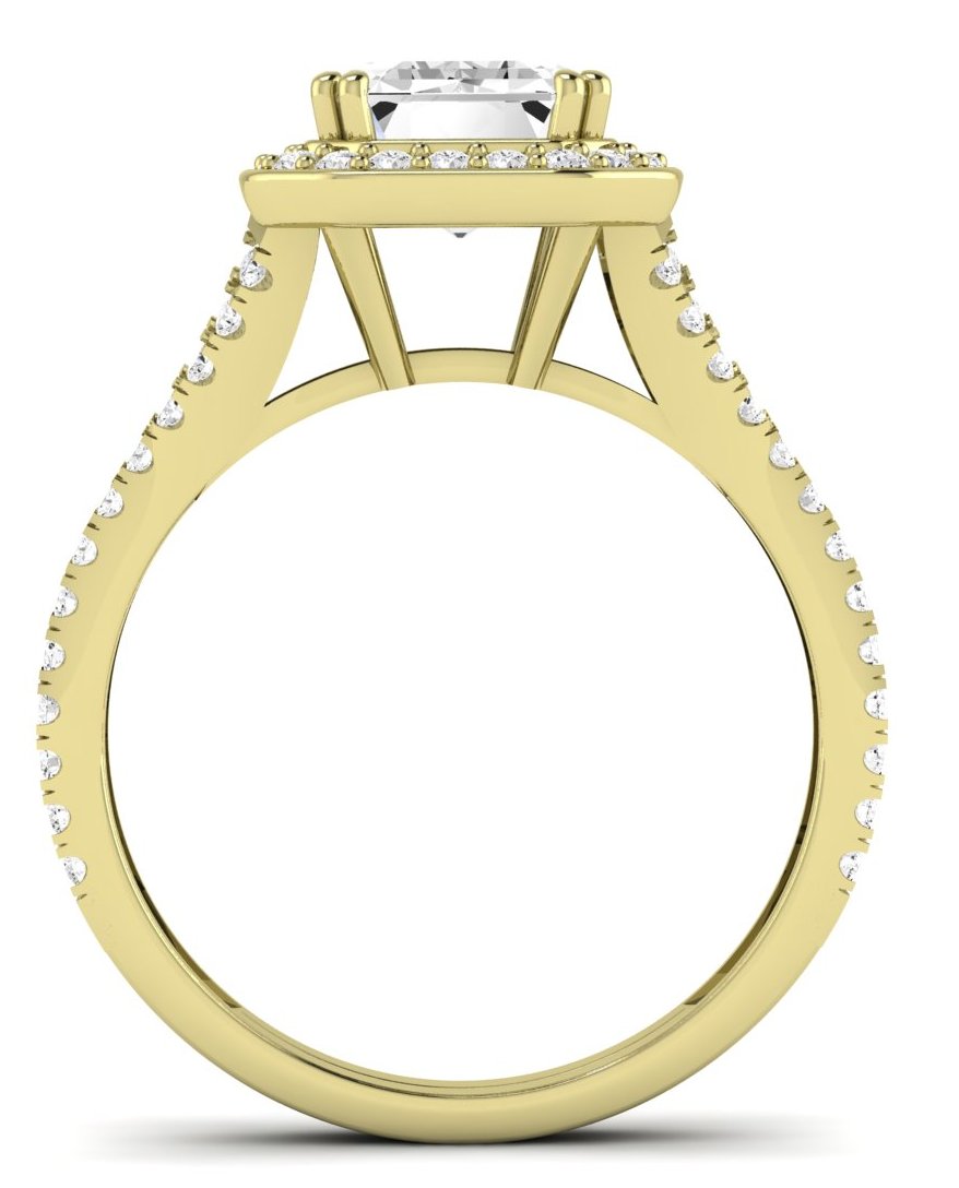 Tea Rose Emerald Diamond Engagement Ring (Lab Grown Igi Cert) yellowgold