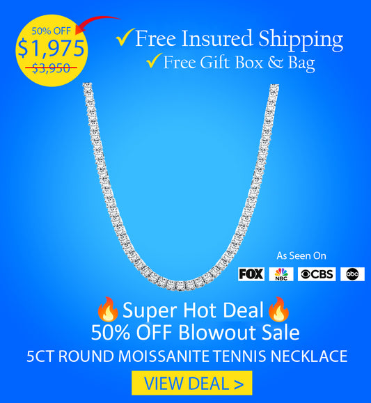 5ct Round Moissanite Tennis Necklace