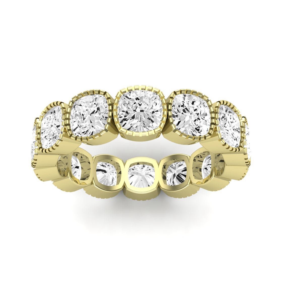 Terra Cushion Cut Moissanite Eternity Band yellowgold