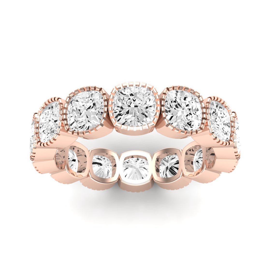 Terra Cushion Cut Moissanite Eternity Band rosegold