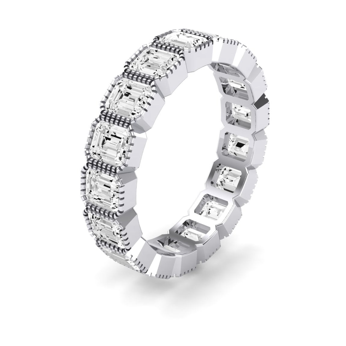 Terra Emerald Cut Moissanite Eternity Band whitegold