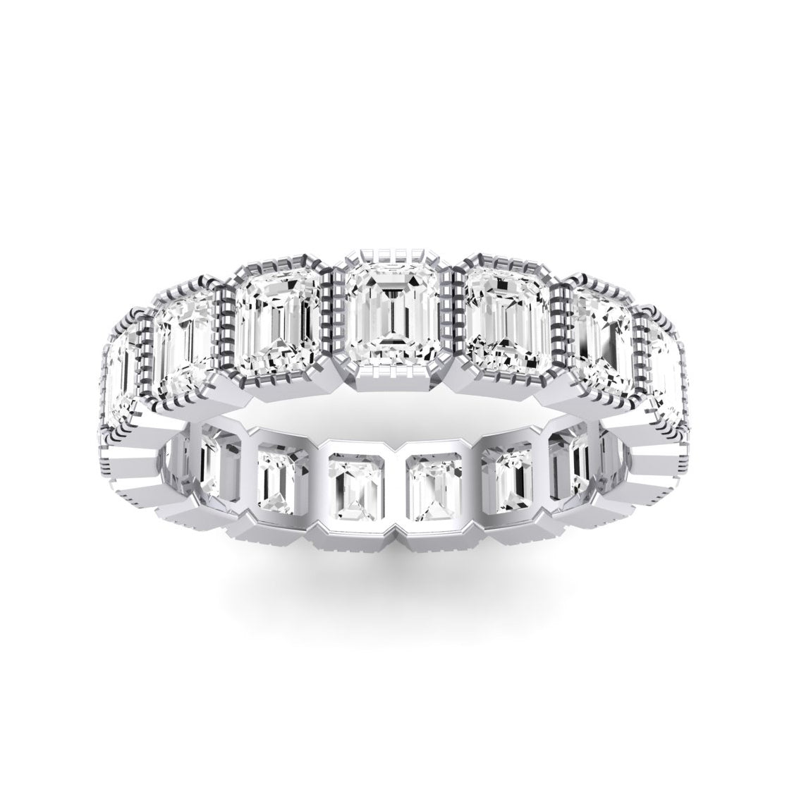 Terra Emerald Cut Moissanite Eternity Band whitegold