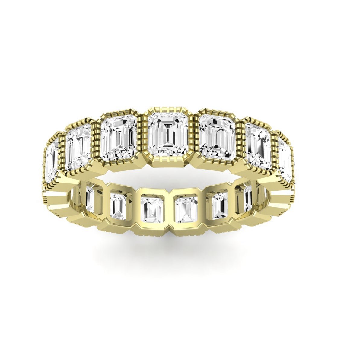 Terra Emerald Cut Moissanite Eternity Band yellowgold